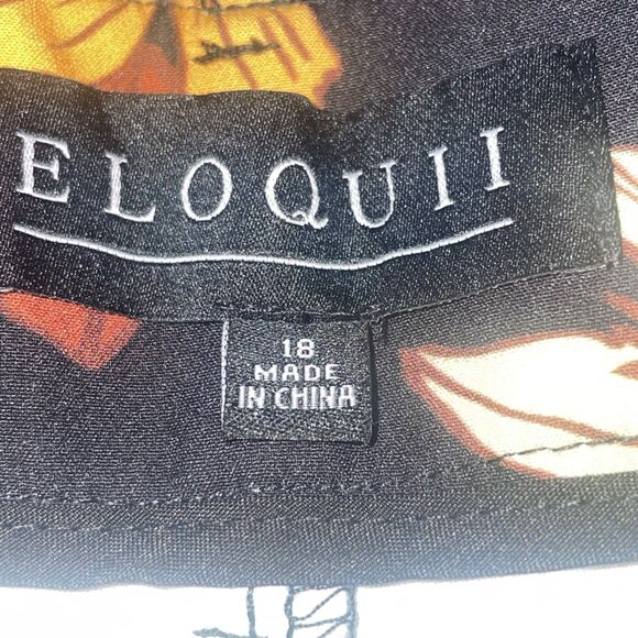 Eloquii Pants Womens 18 Black Floral Boho Office Chic Fall Workwear Indie Artsy - Picture 5 of 10